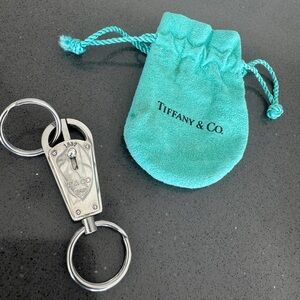 Tiffany & Co. Silver Key Holder with Turquoise Pouch